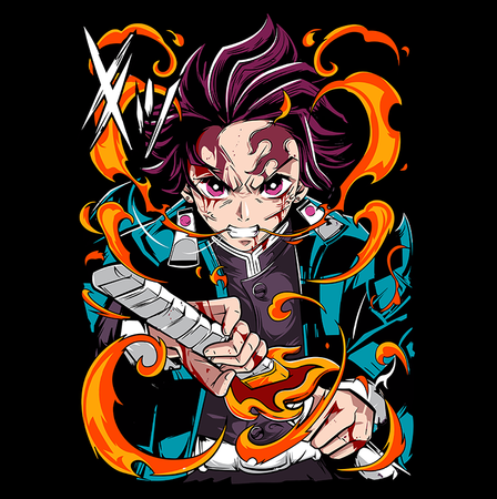 Koszulka Czarna Demon Slayer / Kimetsu no Yaiba / Miecz zabójcy demonów - WYBIERZ KOLOR KOSZULKI I FASON
