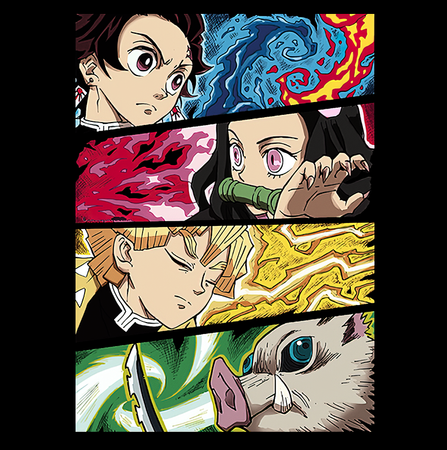 Koszulka Czarna Demon Slayer / Kimetsu no Yaiba / Miecz zabójcy demonów - WYBIERZ KOLOR KOSZULKI I FASON