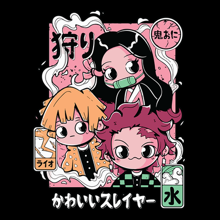 Koszulka Czarna Demon Slayer / Kimetsu no Yaiba / Miecz zabójcy demonów - WYBIERZ KOLOR KOSZULKI I FASON