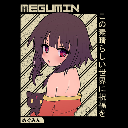 Koszulka Czarna KonoSuba: God's Blessing on This Wonderful World! / Kono Subarashii Sekai ni Shukufuku wo! - WYBIERZ KOLOR KOSZULKI I FASON