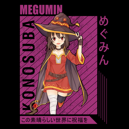 Koszulka Czarna KonoSuba: God's Blessing on This Wonderful World! / Kono Subarashii Sekai ni Shukufuku wo! - WYBIERZ KOLOR KOSZULKI I FASON