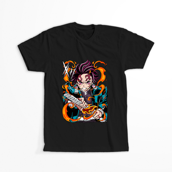 Koszulka Czarna Demon Slayer / Kimetsu no Yaiba / Miecz zabójcy demonów - WYBIERZ KOLOR KOSZULKI I FASON