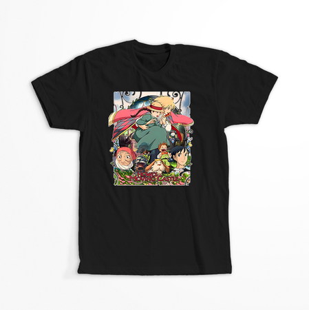 Koszulka Czarna - Howl's Moving Castle - WYBIERZ KOLOR KOSZULKI I FASON