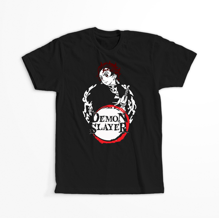 Koszulka Czarna Demon Slayer / Kimetsu no Yaiba / Miecz zabójcy demonów - WYBIERZ KOLOR KOSZULKI I FASON