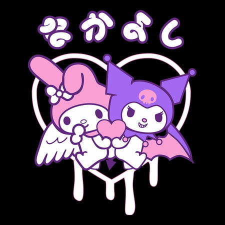 Koszulka Biała - Kuromi & My Melody - WYBIERZ KOLOR KOSZULKI I FASON