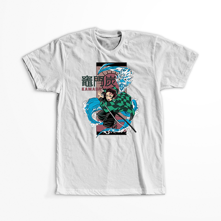 Koszulka Biała Demon Slayer / Kimetsu no Yaiba / Miecz zabójcy demonów - WYBIERZ KOLOR KOSZULKI I FASON