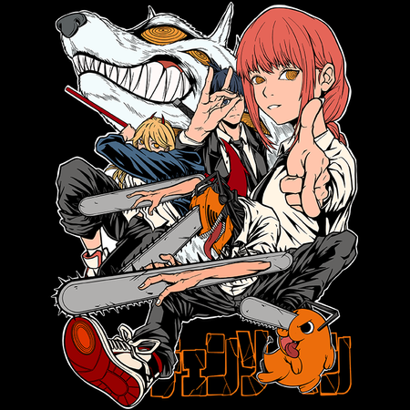 Koszulka Czarna Chainsaw Man WYBIERZ KOLOR KOSZULKI I FASON