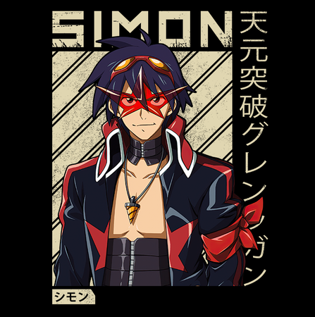 Koszulka Czarna Tengen Toppa Gurren Lagann  - WYBIERZ KOLOR KOSZULKI I FASON