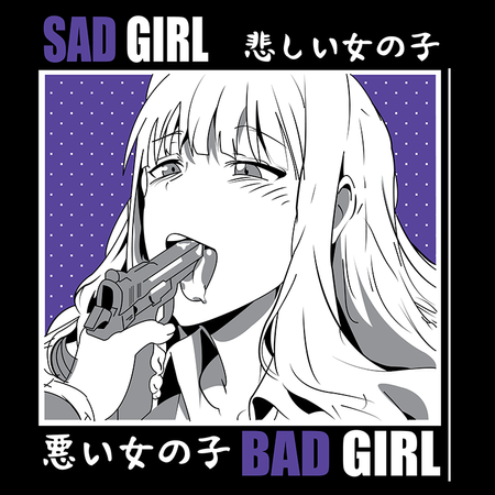 Koszulka Czarna - Sad girl Bad girl - WYBIERZ KOLOR KOSZULKI I FASON