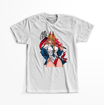 Koszulka Biała  Chainsaw Man WYBIERZ KOLOR KOSZULKI I FASON