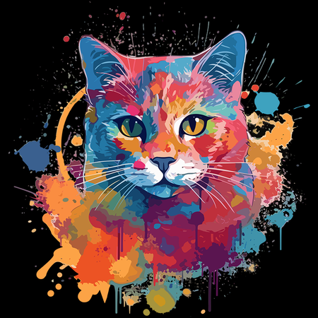 Koszulka Tęczowy kot WYBIERZ KOLOR KOSZULKI I FASON