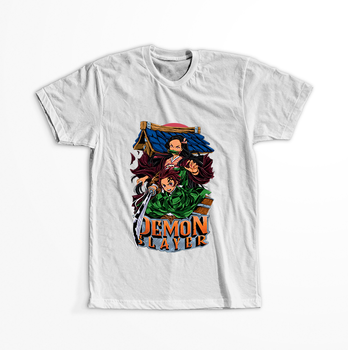 Koszulka Biała Demon Slayer / Kimetsu no Yaiba / Miecz zabójcy demonów - WYBIERZ KOLOR KOSZULKI I FASON