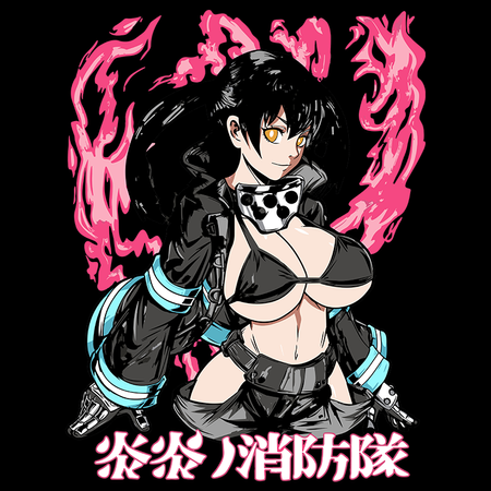Koszulka Czarna Fire Force - WYBIERZ KOLOR KOSZULKI I FASON