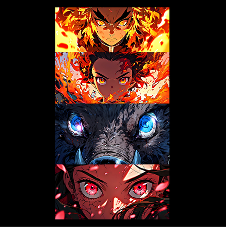 Koszulka Czarna Demon Slayer / Kimetsu no Yaiba / Miecz zabójcy demonów - WYBIERZ KOLOR KOSZULKI I FASON