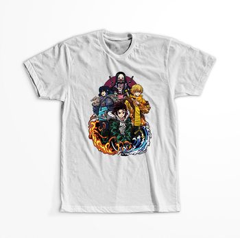 Koszulka Biała Demon Slayer / Kimetsu no Yaiba / Miecz zabójcy demonów - WYBIERZ KOLOR KOSZULKI I FASON