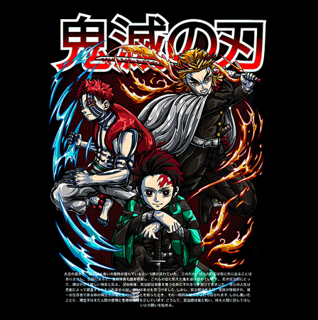 Koszulka Czarna Demon Slayer / Kimetsu no Yaiba / Miecz zabójcy demonów - WYBIERZ KOLOR KOSZULKI I FASON
