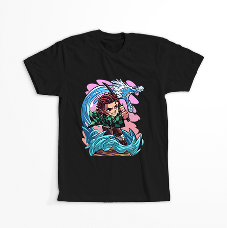 Koszulka Czarna Demon Slayer / Kimetsu no Yaiba / Miecz zabójcy demonów - WYBIERZ KOLOR KOSZULKI I FASON