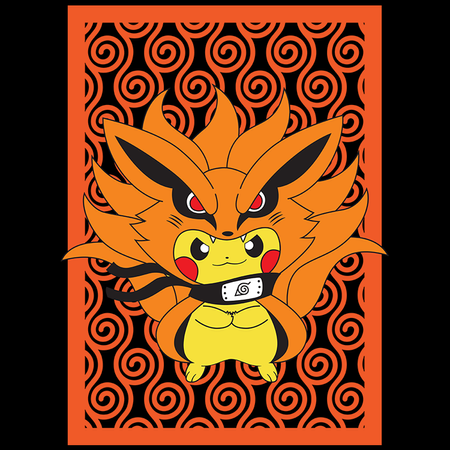 Koszulka Czarna - Pokemon x Naruto - WYBIERZ KOLOR KOSZULKI I FASON