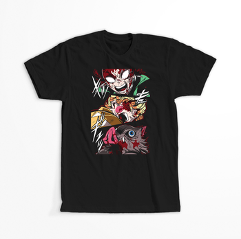 Koszulka Czarna Demon Slayer / Kimetsu no Yaiba / Miecz zabójcy demonów - WYBIERZ KOLOR KOSZULKI I FASON