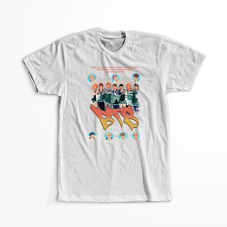 Koszulka Biała BTS - WYBIERZ KOLOR KOSZULKI I FASON