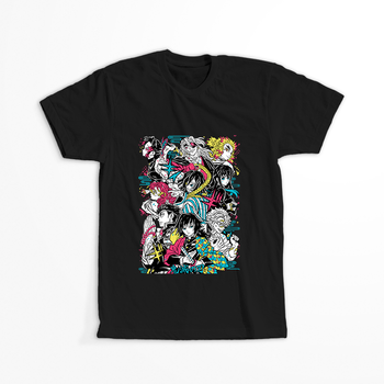 Koszulka Czarna Demon Slayer / Kimetsu no Yaiba / Miecz zabójcy demonów - WYBIERZ KOLOR KOSZULKI I FASON