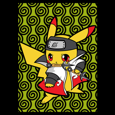 Koszulka Czarna - Pokemon x Naruto - WYBIERZ KOLOR KOSZULKI I FASON