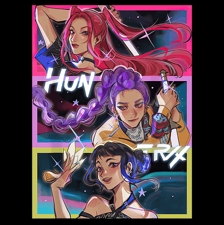 Koszulka Czarna KPop Demon Hunters WYBIERZ KOLOR KOSZULKI I FASON