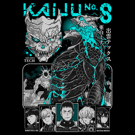 Koszulka Czarna - Kaiju No.8 - WYBIERZ KOLOR KOSZULKI I FASON
