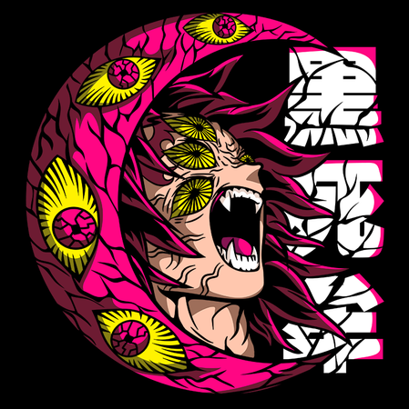 Koszulka Czarna Demon Slayer / Kimetsu no Yaiba / Miecz zabójcy demonów - WYBIERZ KOLOR KOSZULKI I FASON