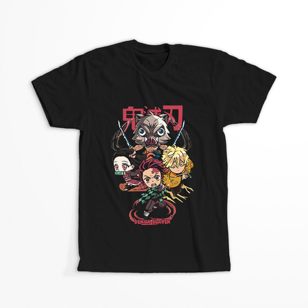 Koszulka Czarna Demon Slayer / Kimetsu no Yaiba / Miecz zabójcy demonów - WYBIERZ KOLOR KOSZULKI I FASON