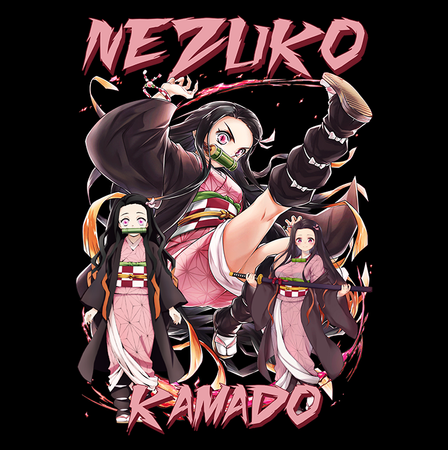 Koszulka Czarna Demon Slayer / Kimetsu no Yaiba / Miecz zabójcy demonów - WYBIERZ KOLOR KOSZULKI I FASON