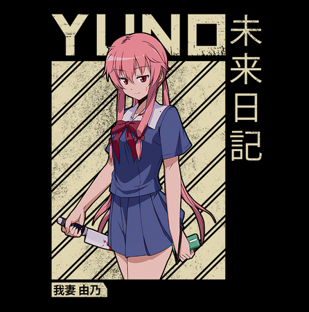 Koszulka Czarna Mirai Nikki - WYBIERZ KOLOR KOSZULKI I FASON