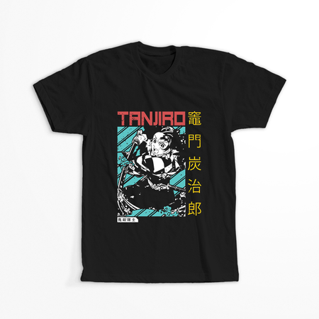 Koszulka Czarna Demon Slayer / Kimetsu no Yaiba / Miecz zabójcy demonów - WYBIERZ KOLOR KOSZULKI I FASON