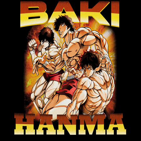 Koszulka Czarna Baki the Grappler - WYBIERZ KOLOR KOSZULKI I FASON