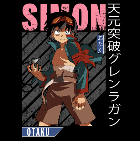 Koszulka Czarna Tengen Toppa Gurren Lagann  - WYBIERZ KOLOR KOSZULKI I FASON