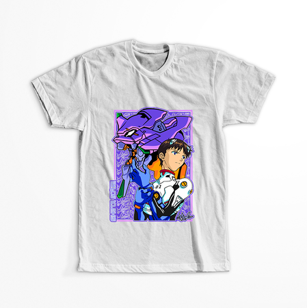 Koszulka Biała Neon Genesis Evangelion - WYBIERZ KOLOR KOSZULKI I FASON