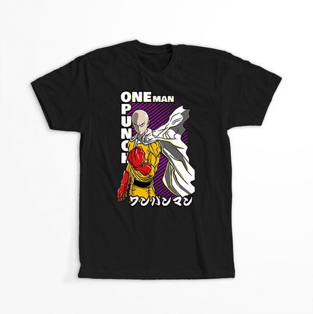 Koszulka Czarna One-Punch Man - WYBIERZ KOLOR KOSZULKI I FASON