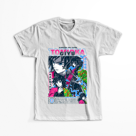 Koszulka Biała Demon Slayer / Kimetsu no Yaiba / Miecz zabójcy demonów - WYBIERZ KOLOR KOSZULKI I FASON