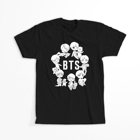 Koszulka Czarna BTS - WYBIERZ KOLOR KOSZULKI I FASON
