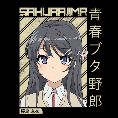 Koszulka Czarna Seishun Buta Yarou wa Bunny Girl Senpai no Yume wo Minai WYBIERZ KOLOR KOSZULKI I FASON