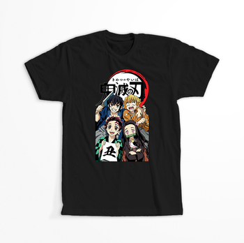 Koszulka Czarna Demon Slayer / Kimetsu no Yaiba / Miecz zabójcy demonów - WYBIERZ KOLOR KOSZULKI I FASON