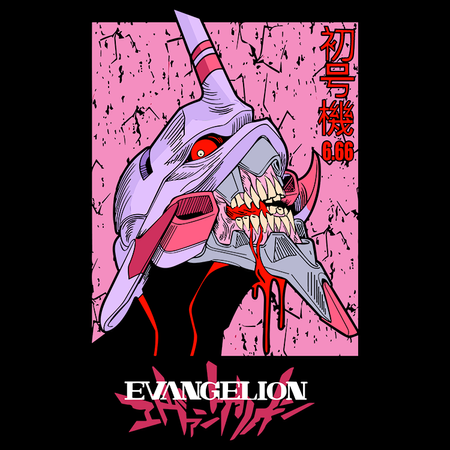 Koszulka Biała Neon Genesis Evangelion - WYBIERZ KOLOR KOSZULKI I FASON