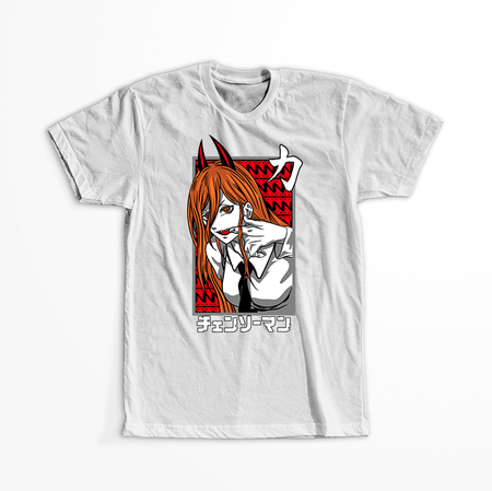 Koszulka Biała  Chainsaw Man WYBIERZ KOLOR KOSZULKI I FASON