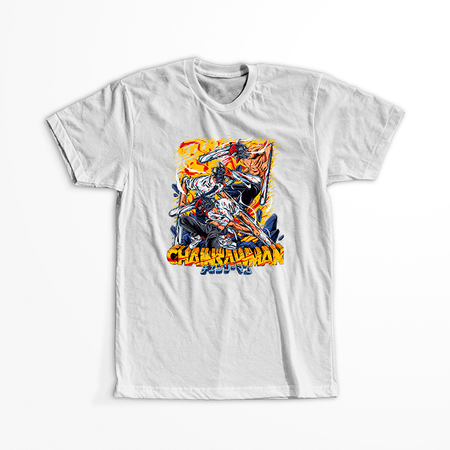 Koszulka Biała  Chainsaw Man WYBIERZ KOLOR KOSZULKI I FASON