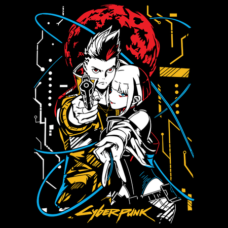Koszulka Czarna Cyberpunk Edgerunners - WYBIERZ KOLOR KOSZULKI I FASON