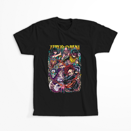 Koszulka Czarna Demon Slayer / Kimetsu no Yaiba / Miecz zabójcy demonów - WYBIERZ KOLOR KOSZULKI I FASON