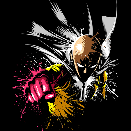 Koszulka Czarna One-Punch Man - WYBIERZ KOLOR KOSZULKI I FASON