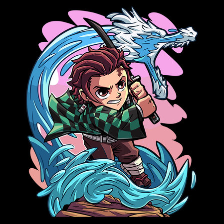 Koszulka Czarna Demon Slayer / Kimetsu no Yaiba / Miecz zabójcy demonów - WYBIERZ KOLOR KOSZULKI I FASON