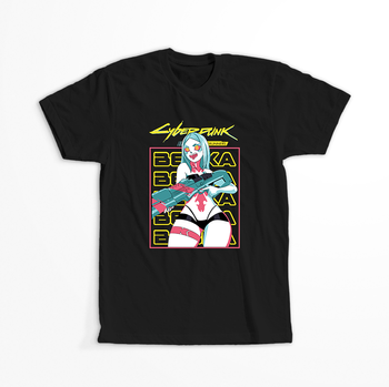 Koszulka Czarna Cyberpunk Edgerunners - WYBIERZ KOLOR KOSZULKI I FASON