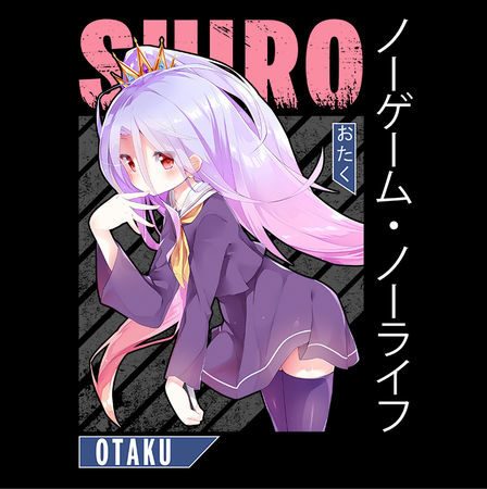 Koszulka Czarna No Game No Life - WYBIERZ KOLOR KOSZULKI I FASON